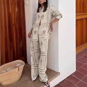 Black and white button down set